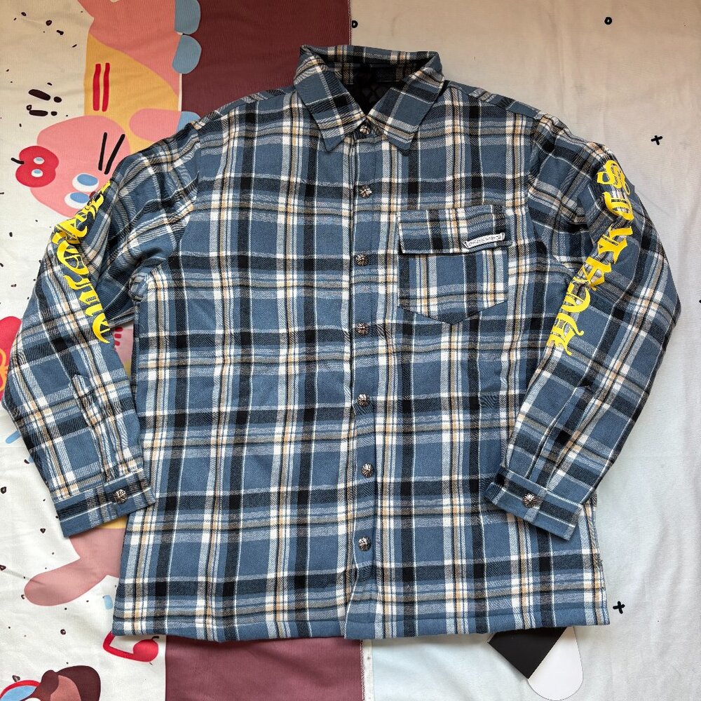 Chrome Hearts Blue And Yellow Checkered Flannel Shirt Jacket